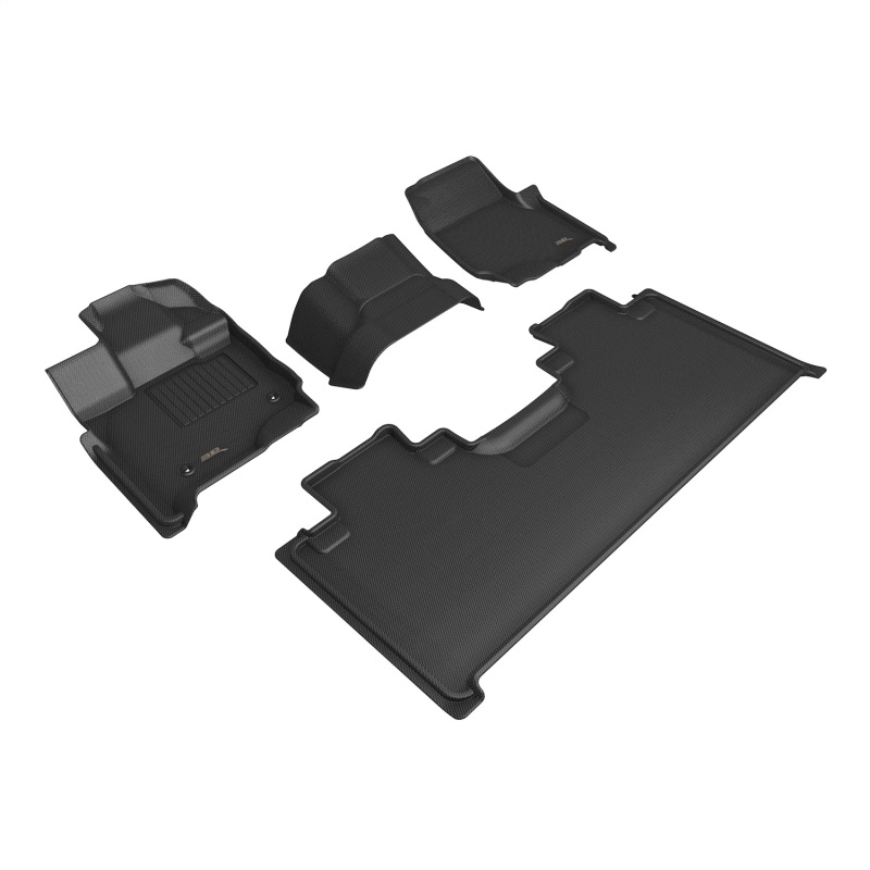 Ford F-150 Supercab Floor Mats - Front + Rear - 3D MAXpider - Kagu Series - Black - `15-`26